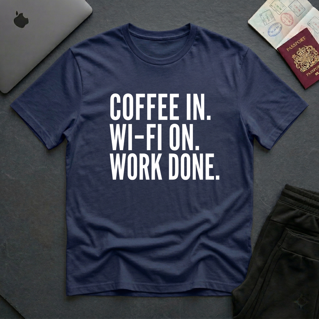 Coffee WiFi Work Done Tshirt
