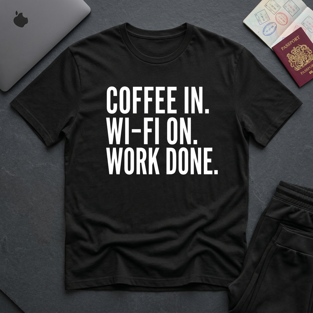 Coffee WiFi Work Done Tshirt