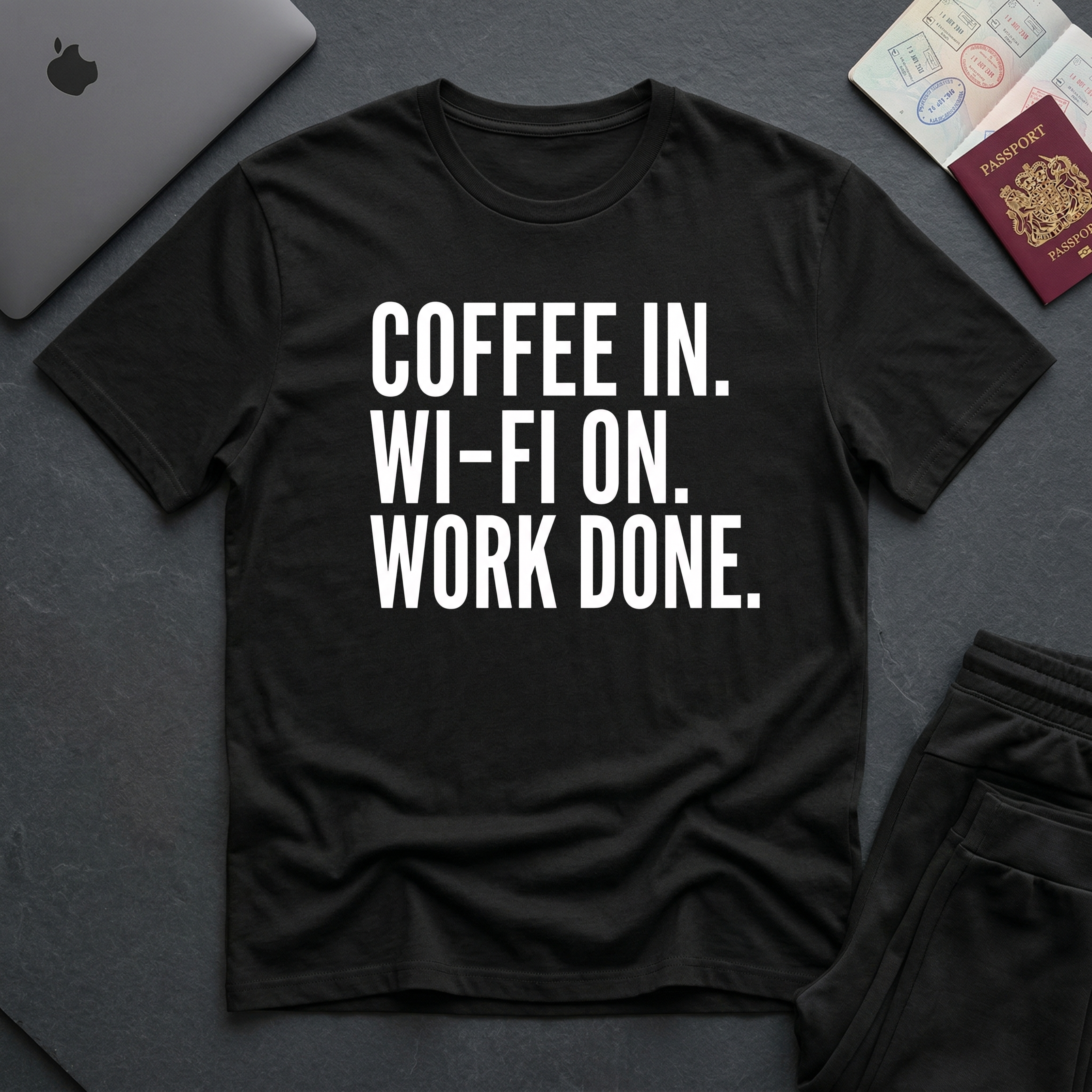 Coffee WiFi Work Done Tshirt